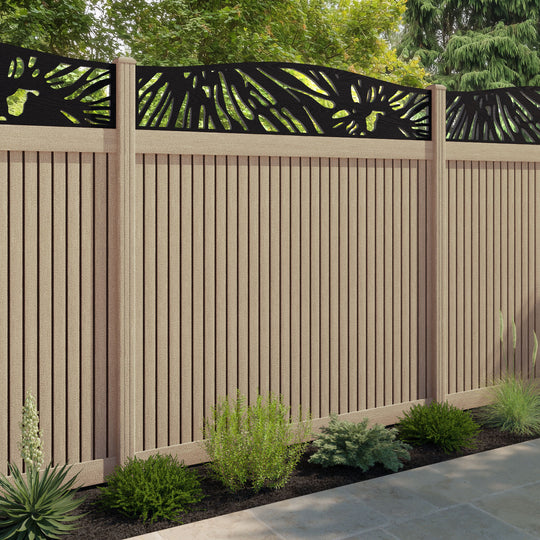 Virtis Poppy Curved Top Fence Panel - Light Oak - with our composite posts