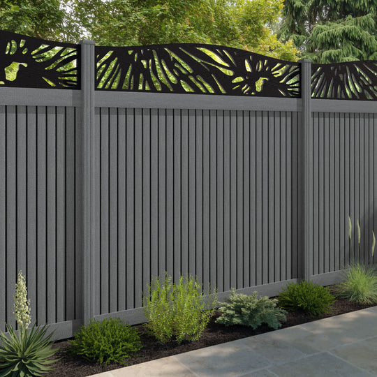 Virtis Poppy Curved Top Fence Panel - Mid Grey - with our composite posts