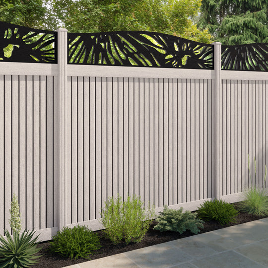 Virtis Poppy Curved Top Fence Panel - Mid Stone - with our composite posts