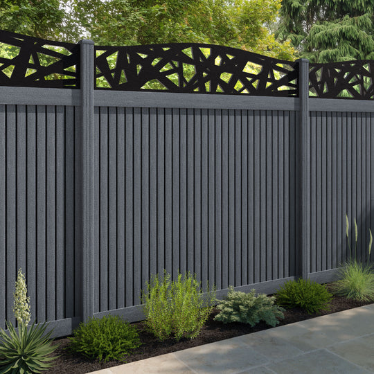 Virtis Prism Curved Top Fence Panel - Anthracite - with our composite posts