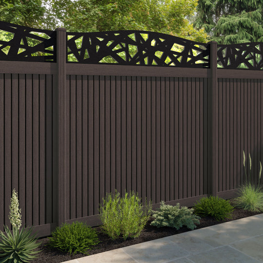 Virtis Prism Curved Top Fence Panel - Mid Brown - with our composite posts