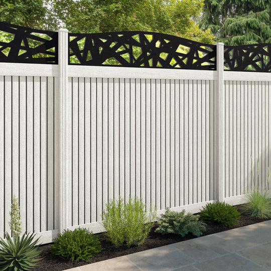 Virtis Prism Curved Top Fence Panel - Light Stone - with our composite posts
