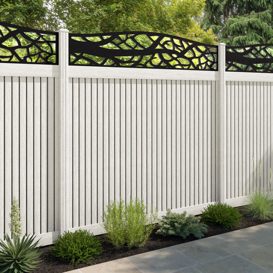Virtis Twilight Curved Top Fence Panel - Light Stone - with our composite posts