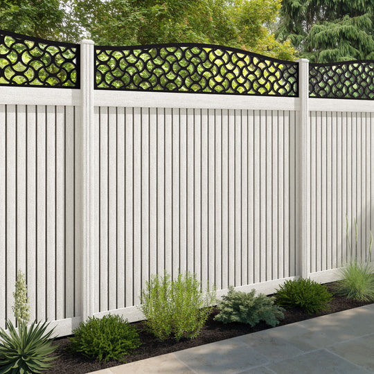 Virtis Vida Curved Top Fence Panel - Light Stone - with our composite posts