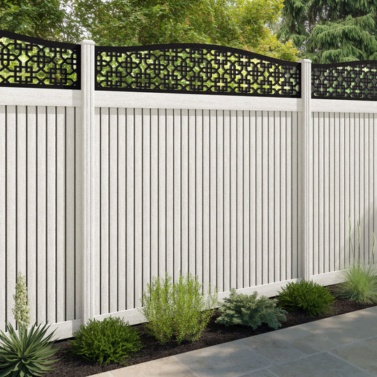 Virtis Zaria Curved Top Fence Panel - Light Stone - with our composite posts