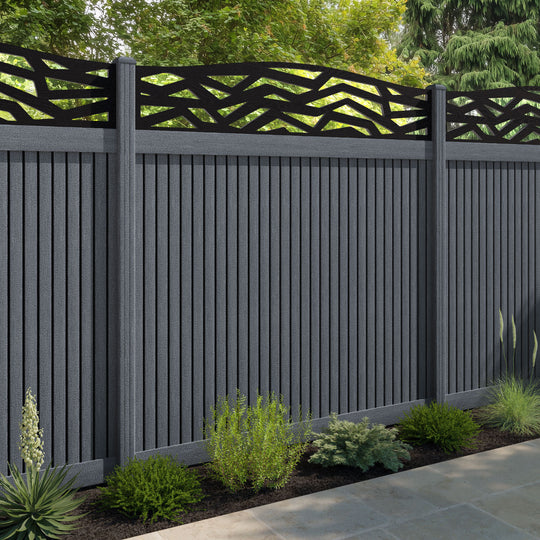 Virtis Zenith Curved Top Fence Panel - Anthracite - with our composite posts