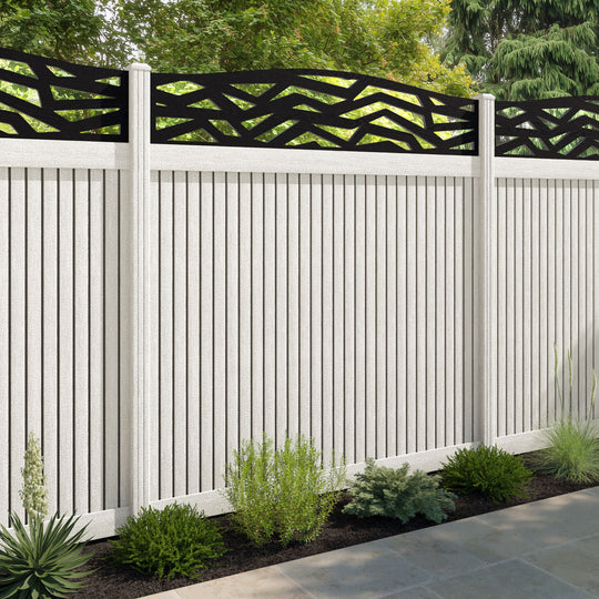 Virtis Zenith Curved Top Fence Panel - Light Stone - with our composite posts