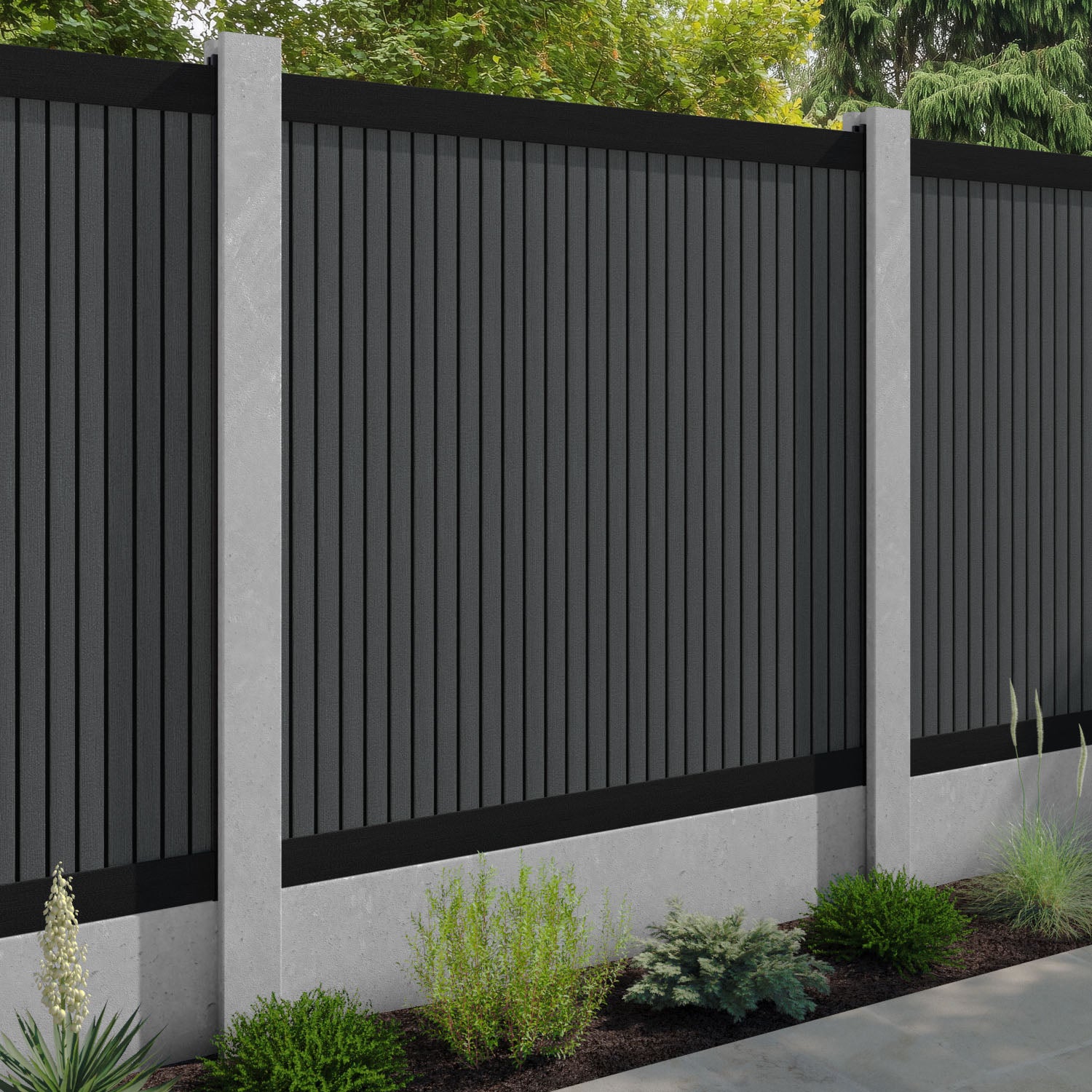 Virtis Fence Panel - Dark Grey - for existing concrete posts
