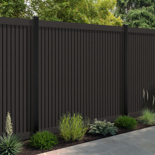 Virtis Fence Panel - Dark Oak - with our aluminium posts