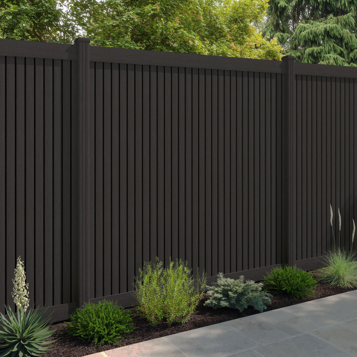 Virtis Fence Panel - Dark Oak - with our composite posts