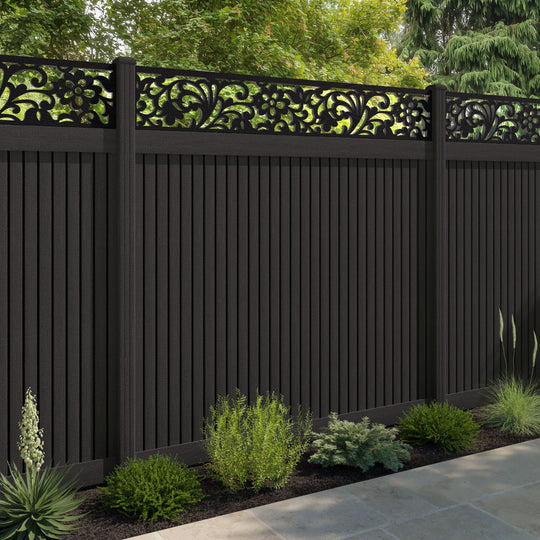 Virtis Eden Fence Panel - Dark Oak - with our composite posts