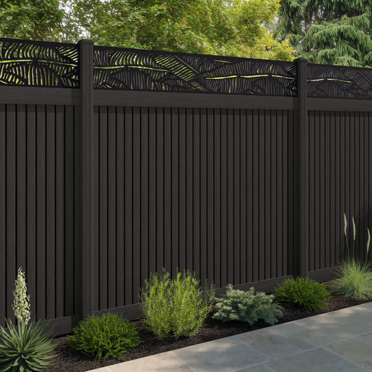 Virtis Feather Fence Panel - Dark Oak - with our composite posts