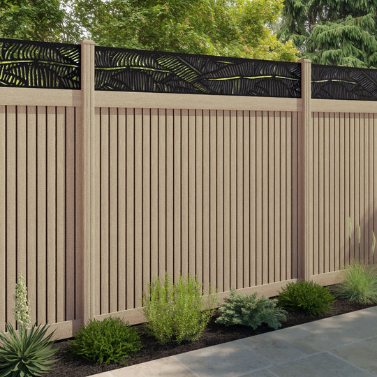 Virtis Feather Fence Panel - Light Oak - with our composite posts