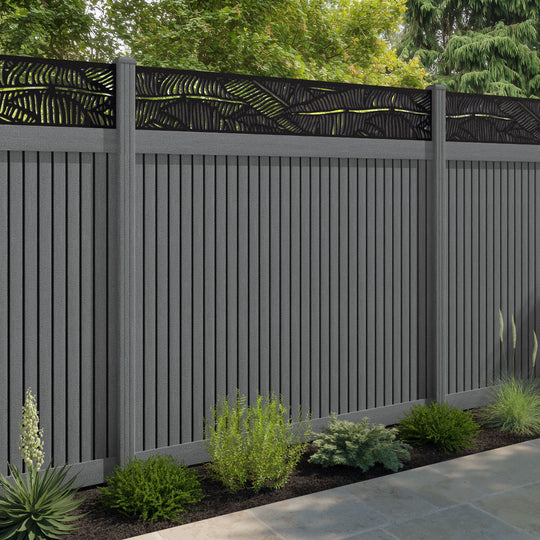 Virtis Feather Fence Panel - Mid Grey - with our composite posts