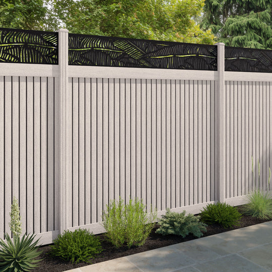 Virtis Feather Fence Panel - Mid Stone - with our composite posts