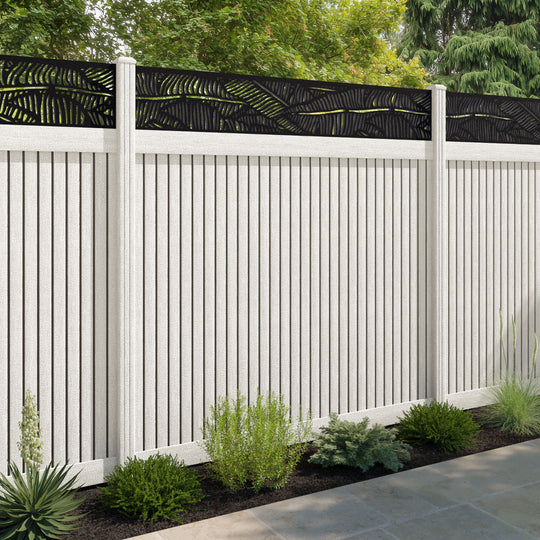 Virtis Feather Fence Panel - Light Stone - with our composite posts