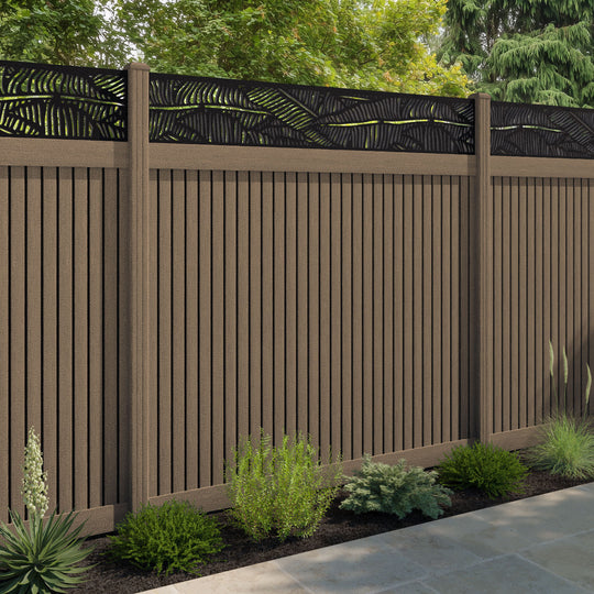 Virtis Feather Fence Panel - Teak - with our composite posts