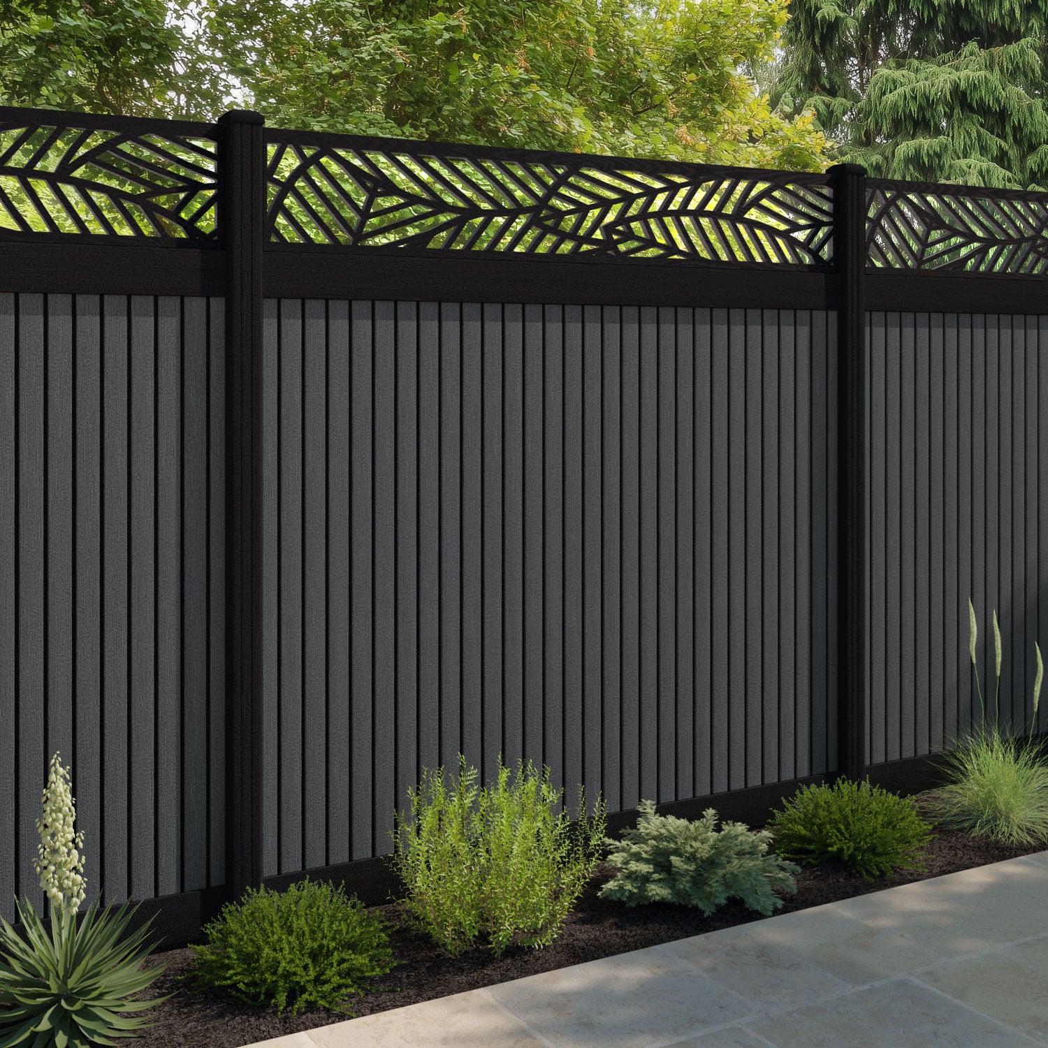 Virtis Habitat Fence Panel - Dark Grey - with our composite posts