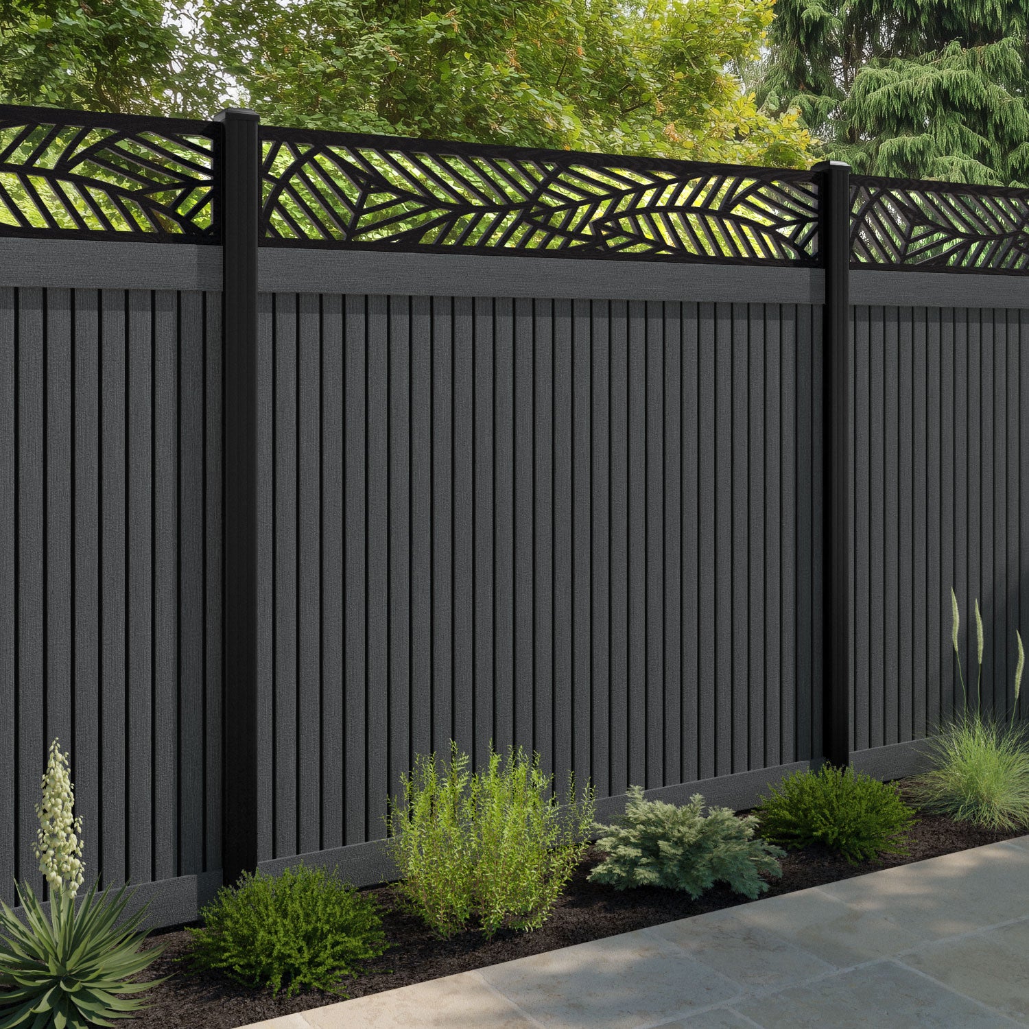 Virtis Habitat Fence Panel - Dark Grey - with our composite posts