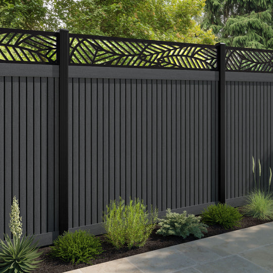 Virtis Habitat Fence Panel - Dark Grey - with our aluminium posts