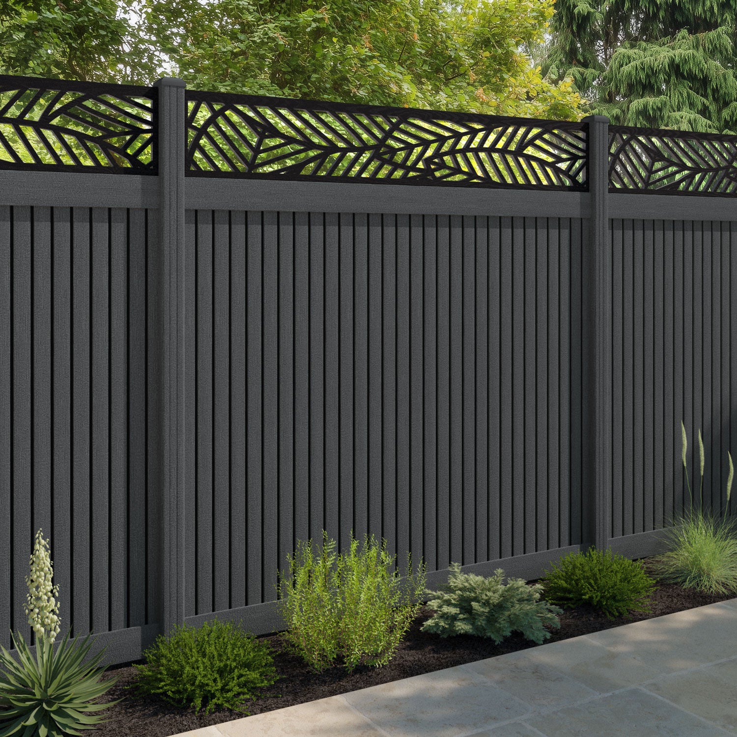 Virtis Habitat Fence Panel - Dark Grey - with our composite posts