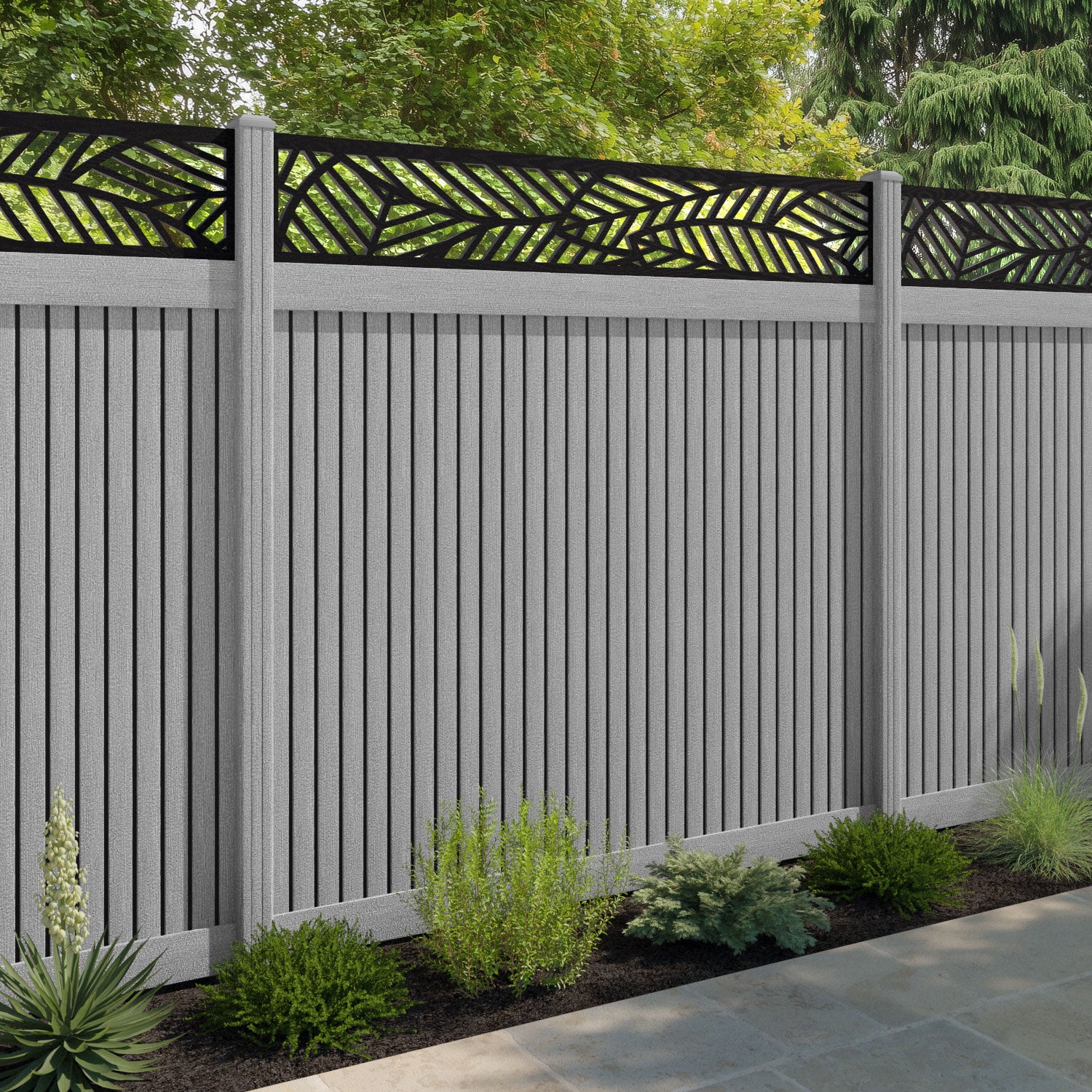 Virtis Habitat Fence Panel - Light Grey - with our composite posts