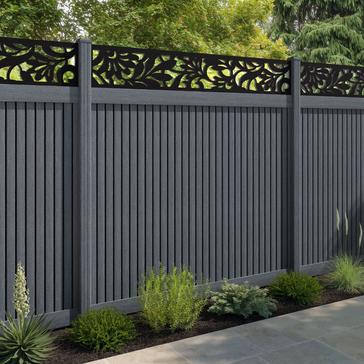 Virtis Heritage Fence Panel - Anthracite - with our composite posts
