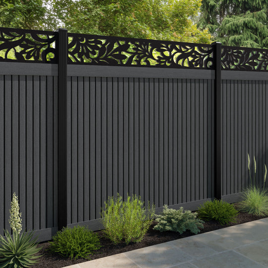 Virtis Heritage Fence Panel - Dark Grey - with our aluminium posts
