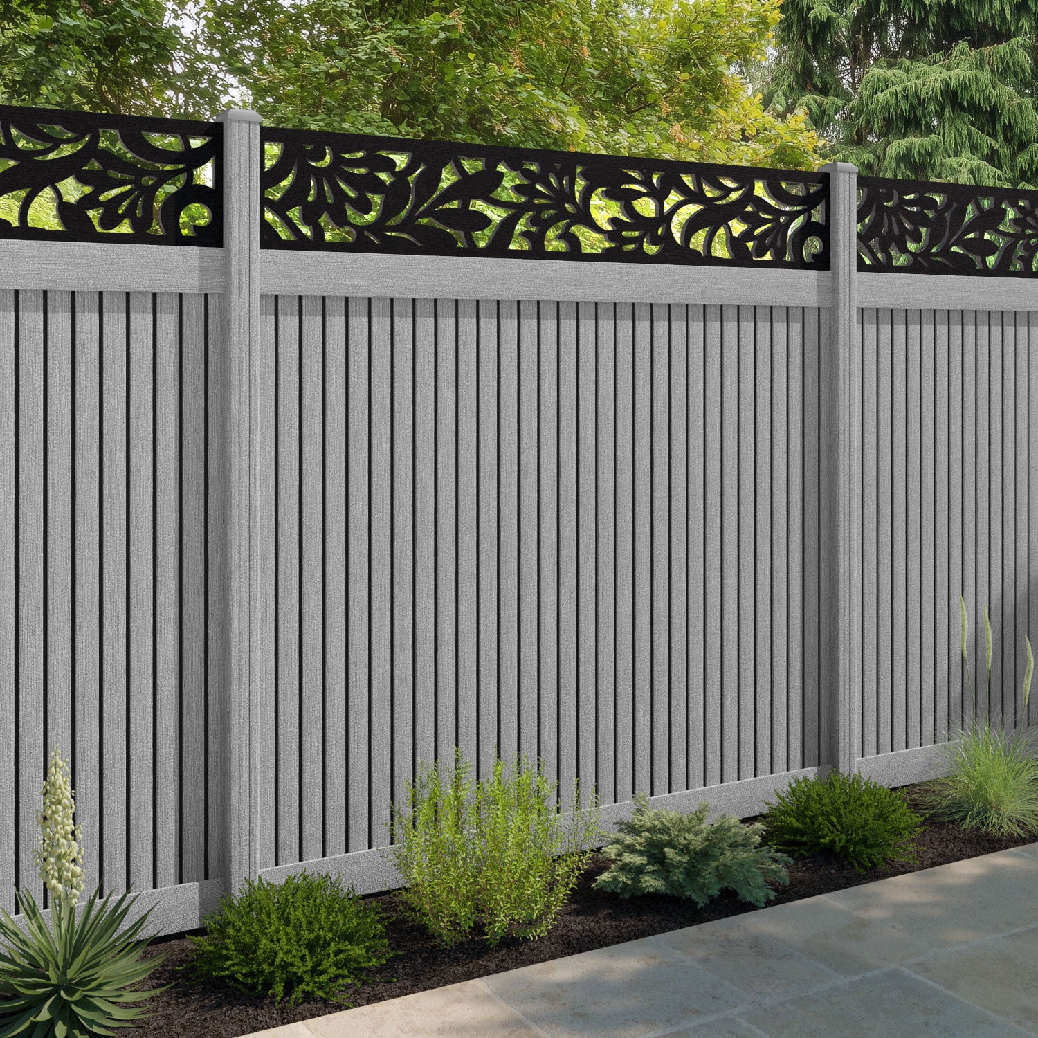 Virtis Heritage Fence Panel - Light Grey - with our composite posts
