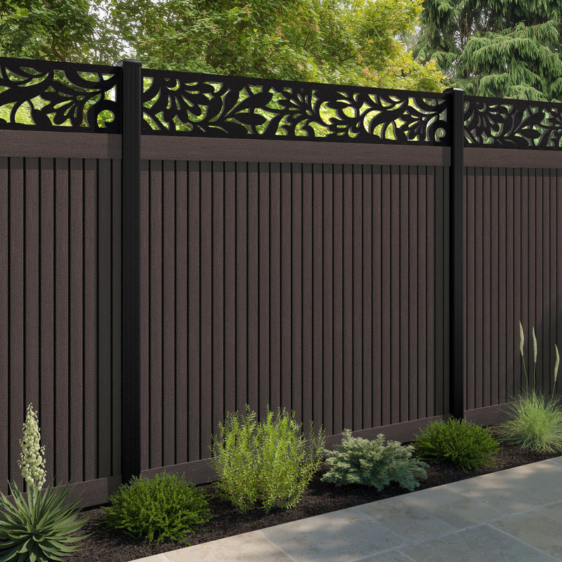 Virtis Heritage Fence Panel - Mid Brown - with our aluminium posts