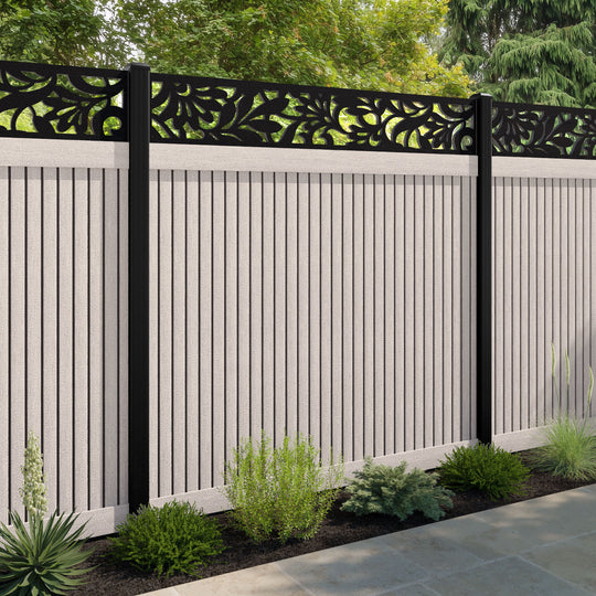 Virtis Heritage Fence Panel - Mid Stone - with our aluminium posts