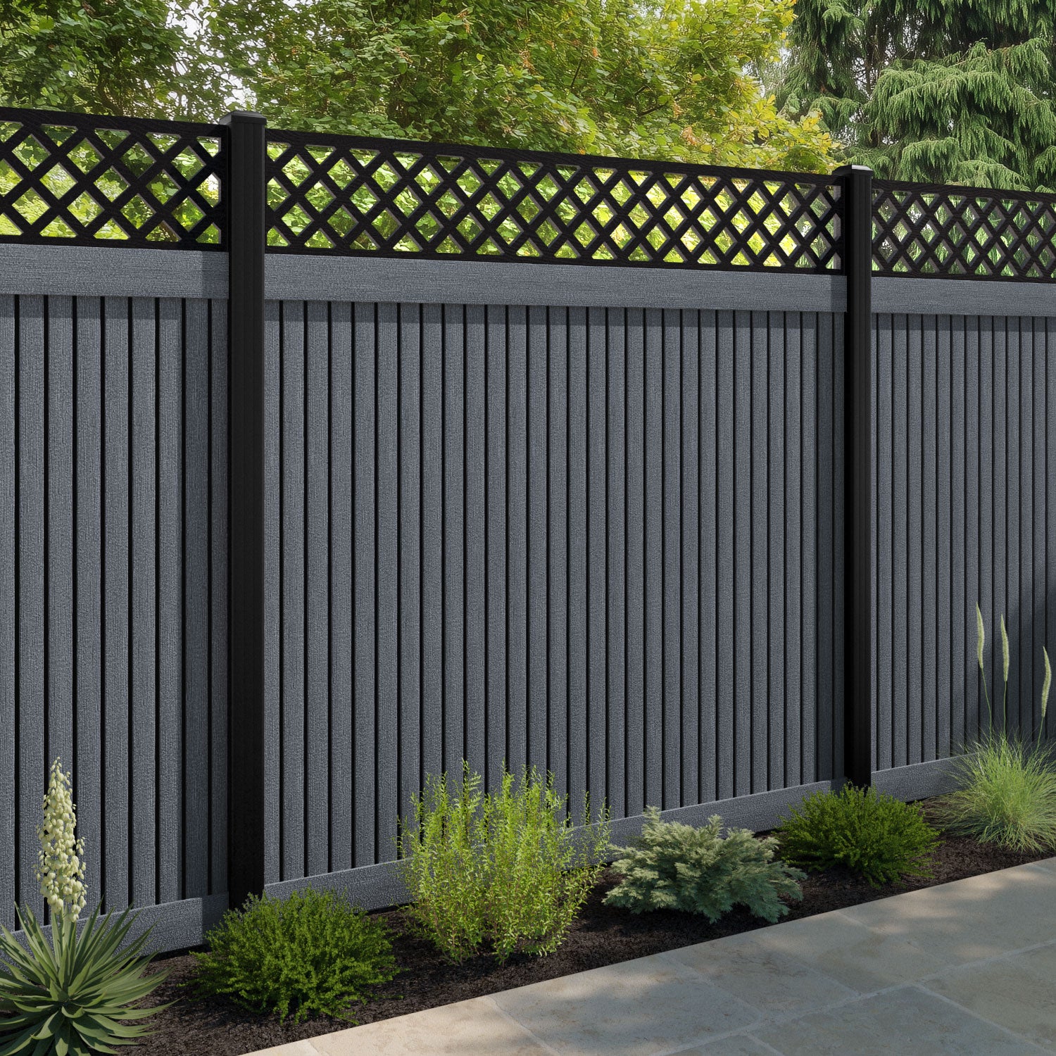 Virtis Hive Fence Panel - Anthracite - with our composite posts