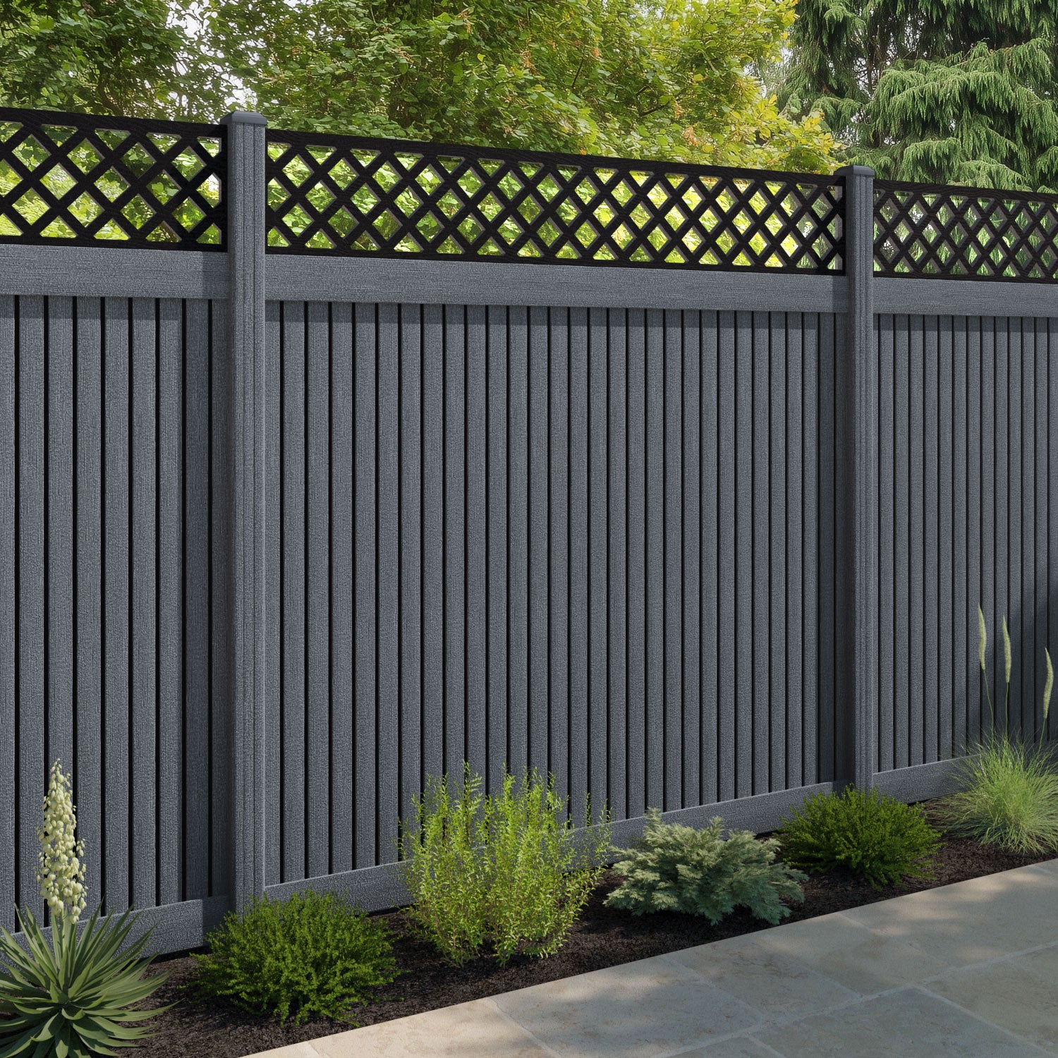 Virtis Hive Fence Panel - Anthracite - with our composite posts