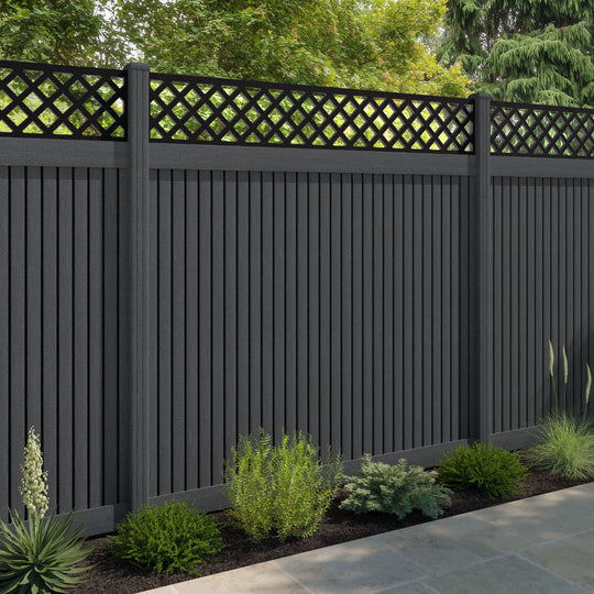 Virtis Hive Fence Panel - Dark Grey - with our composite posts