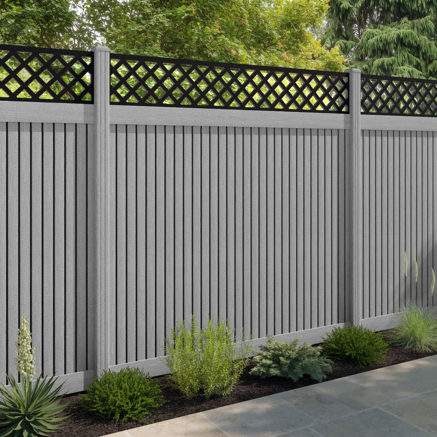 Virtis Hive Fence Panel - Light Grey - with our composite posts