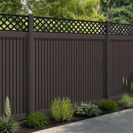 Virtis Hive Fence Panel - Mid Brown - with our composite posts