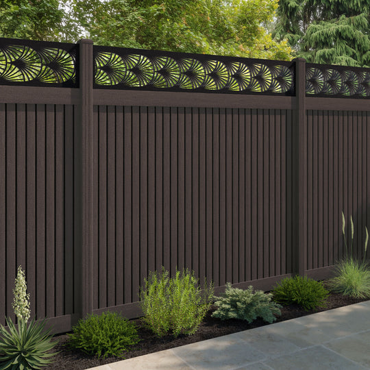 Virtis Laurel Fence Panel - Mid Brown - with our composite posts