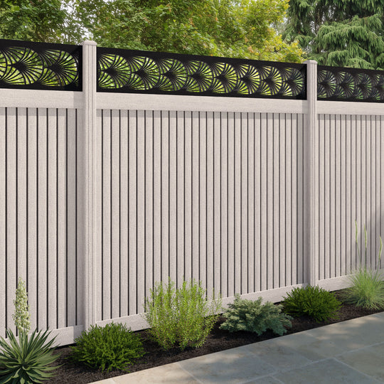 Virtis Laurel Fence Panel - Mid Stone - with our composite posts