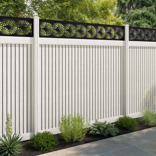 Virtis Laurel Fence Panel - Light Stone - with our composite posts