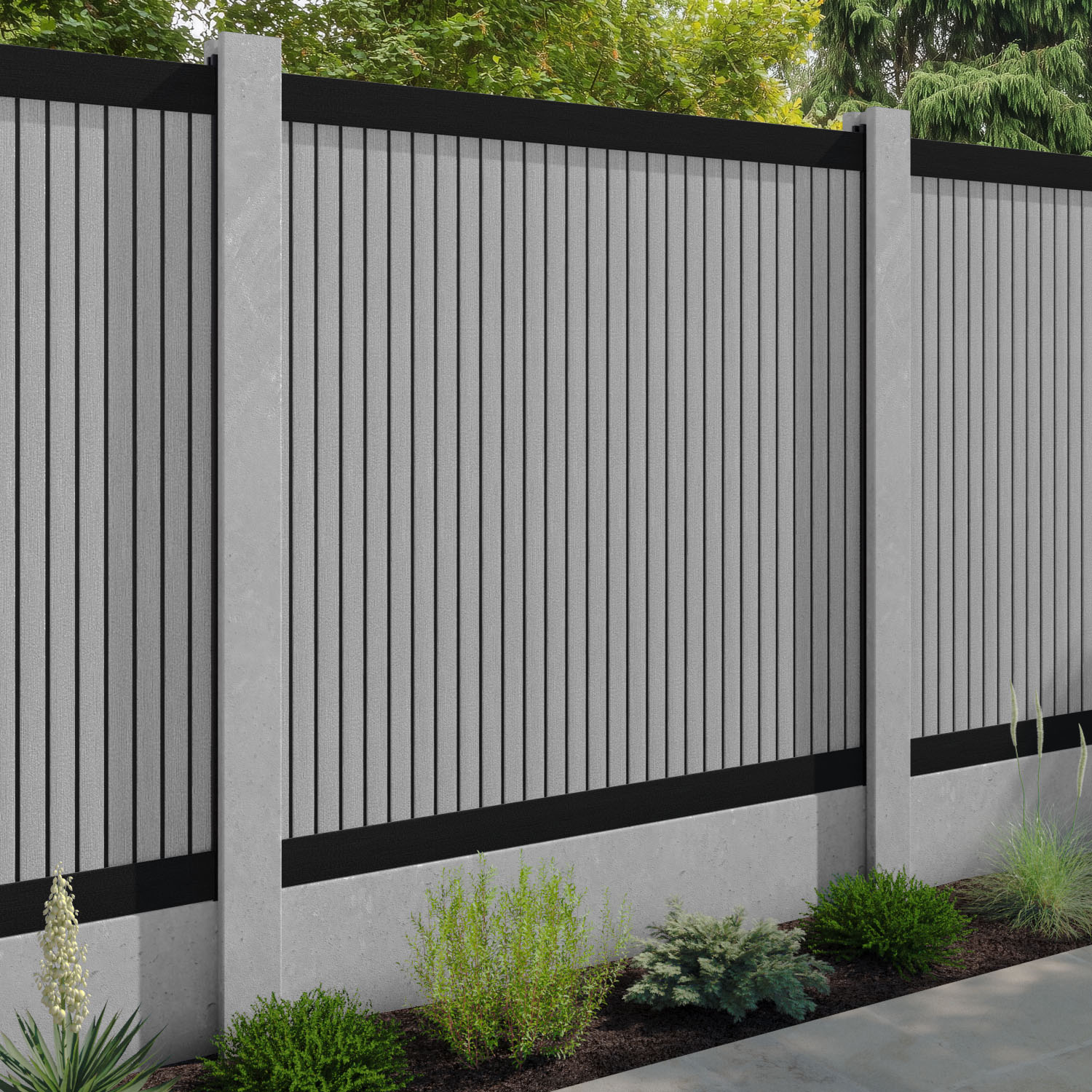 Virtis Fence Panel - Light Grey - for existing concrete posts