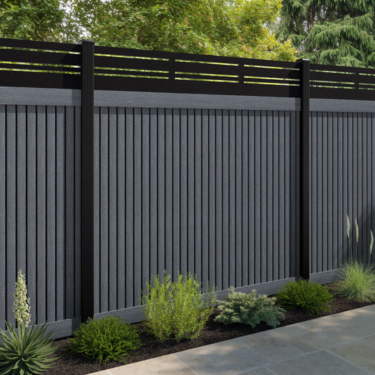 Virtis Linea Fence Panel - Anthracite - with our aluminium posts