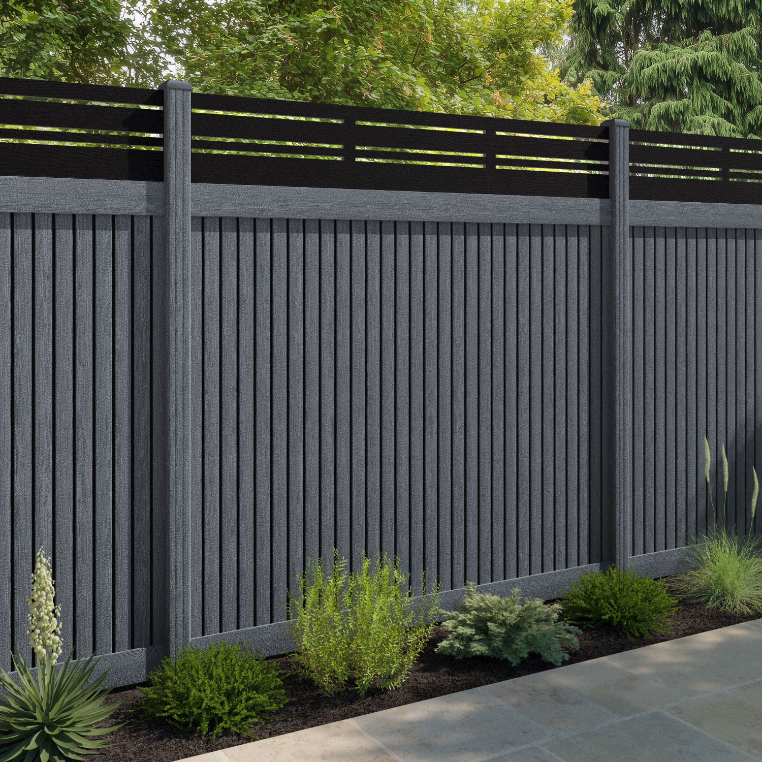 Virtis Linea Fence Panel - Anthracite - with our composite posts