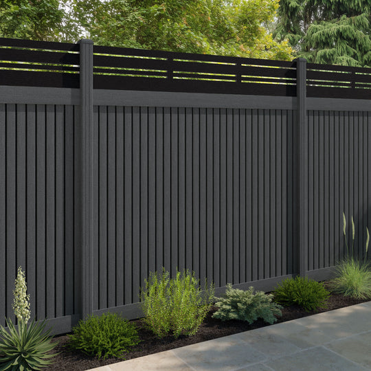 Virtis Linea Fence Panel - Dark Grey - with our composite posts