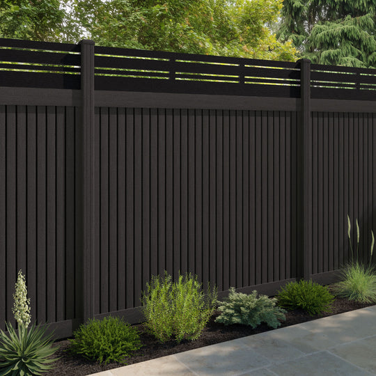 Virtis Linea Fence Panel - Dark Oak - with our composite posts