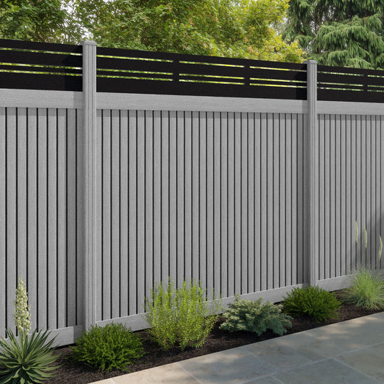 Virtis Linea Fence Panel - Light Grey - with our composite posts
