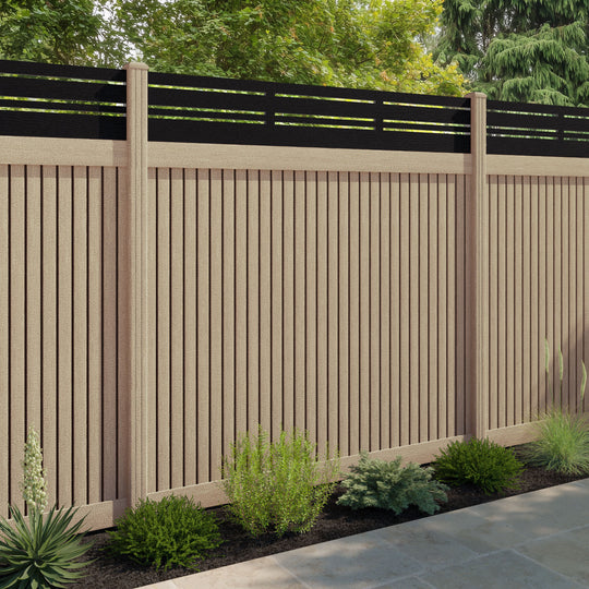 Virtis Linea Fence Panel - Light Oak - with our composite posts