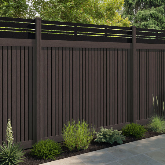 Virtis Linea Fence Panel - Mid Brown - with our composite posts