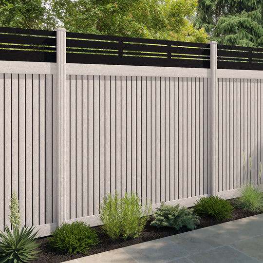 Virtis Linea Fence Panel - Mid Stone - with our composite posts