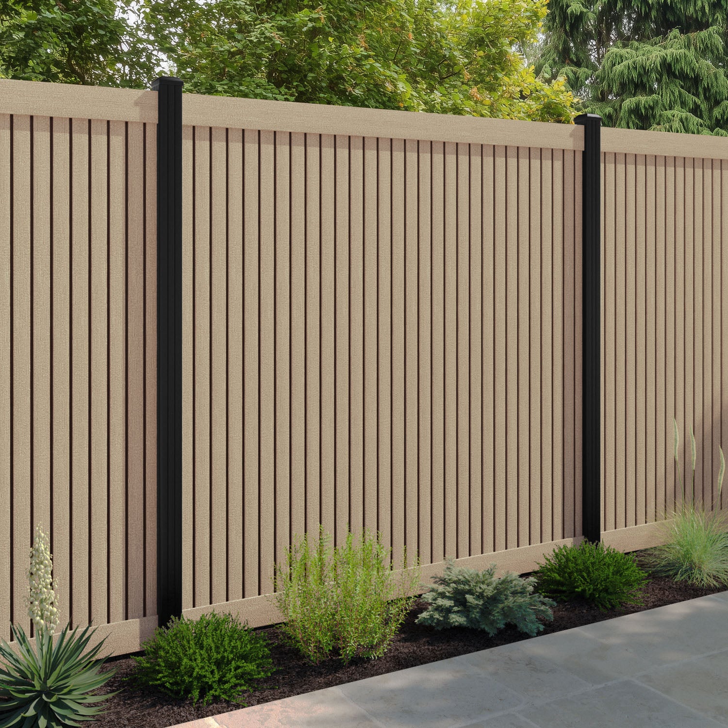 Virtis Fence Panel - Light Oak - with our composite posts