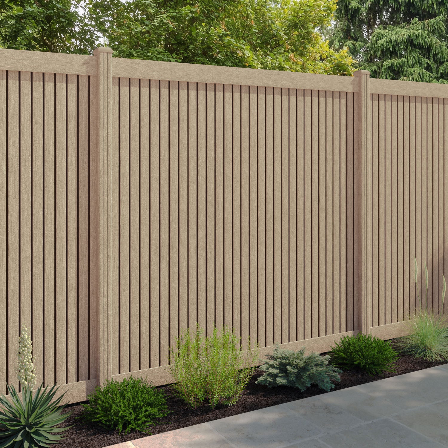 Virtis Fence Panel - Light Oak - with our composite posts